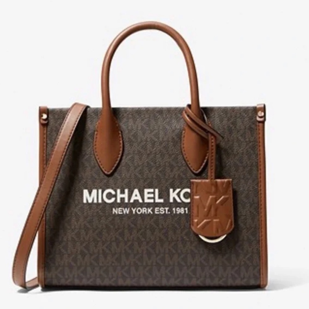 Michael Kors Mirella Small Logo Crossbody Bag Brown Signature color - Picture 2 of 13